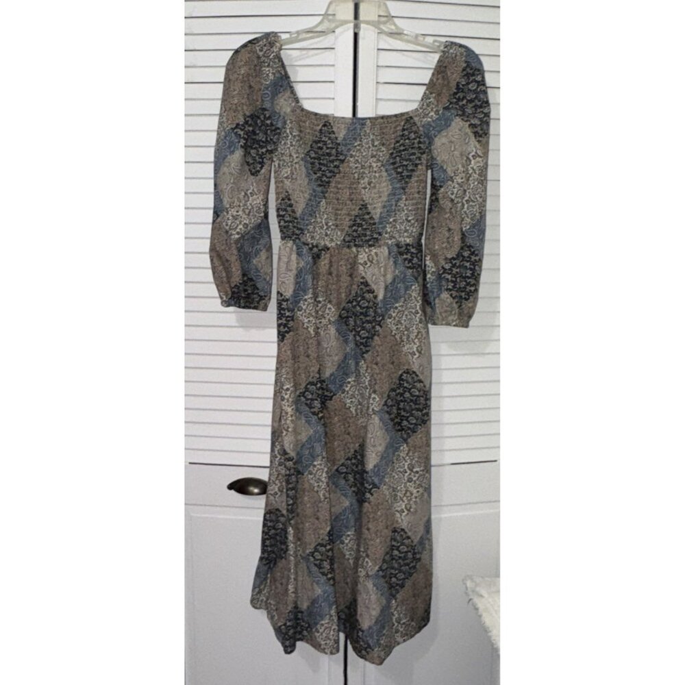 Women Dress Small  Patch, Puff Sleeve Knee Length Summer ￼country, Little House